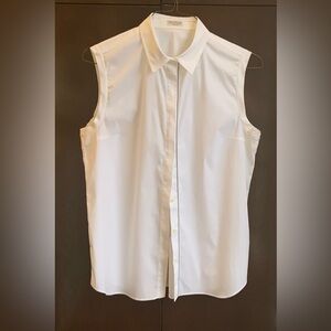 BRUNELLO CUCINELLI Sleeveless White Poplin Shirt